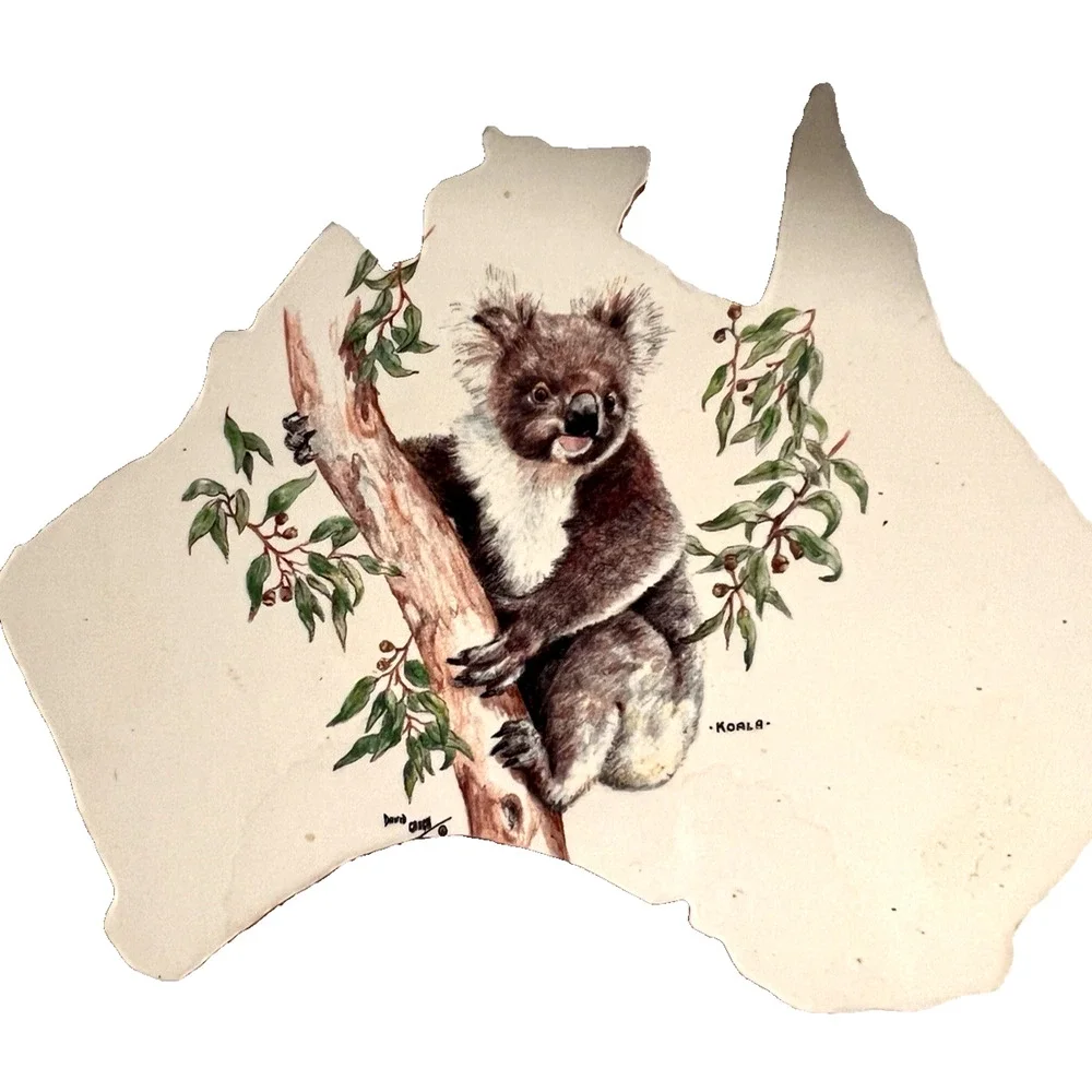 Set of 6 Wildlife Creations Cork Back Coasters Australia Animals - In Map Shape